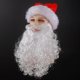 Christmas Santa Costume Set Santa Beard Santa Hat Glasses and Eyebrow Santa Costume Accessories for Xmas Holiday Cosplay Party