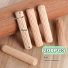 Faankiton 200 Pieces Wooden Dowel Pins 10x40mm, Straight Grooved Wooden