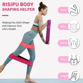 Risipu Resistance Bands Set of 5 - Skin-Friendly Fabric Exercise Band with 5 Different Resistance Levels, Ideal for Home Gym, Yoga, Strength Training & Glutes - Non-Slip with Carrying Bag Included