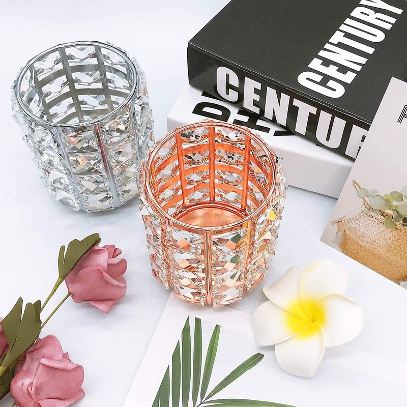 Tiardey Crystal Makeup Brush Holder Organizer Eyebrow Comb Brushes Pen