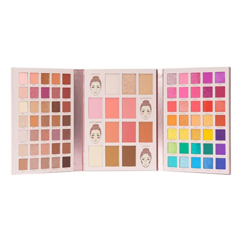 Paleta De 82 Sombras Estudiantil Con Rubor, Iluminador Y Con