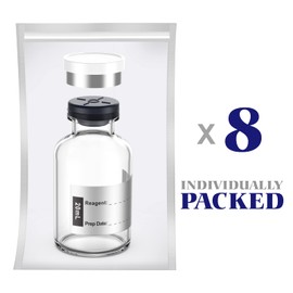 Empty Sterile Vial with Separately Butyl Rubber Stopper and Flip Top Closure,Removable,After Filling,Need to Seal by CrimperType 1 Borosilicate Glass Tubing,Individually Packed (20mL 8PCS)