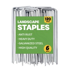 MAT-7 BANQUET Galvanized Landscape Staples 6 Inch 30 Pack 11 Gauge Garden Stakes Landscape Pins U-Shaped Heavy Duty Sod Weed Barrier Fabric Garden Fencing Plants Edging Landscaping Yard
