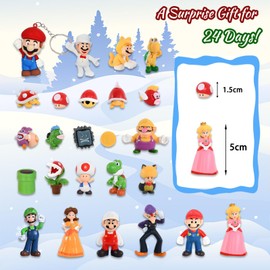 Advent Calendar Super Bros 2024 Children's Boys with 25 Super Bros Toy Figures, Advent Calendar Boys Super Bros for 1 2 3 4 5 6 7 8 9 10 12 Years Boys Girls Christmas Calendar