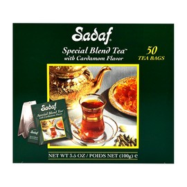 Sadaf Sadaf Cardamom Tea Bags - Special Blend Cardamom Ceylon Black Tea - Quicktea Product harvested in Sri Lanka - 50 individually foiled teabags (Pack of 1)