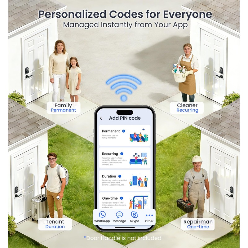 Veise VE012W Built-in WiFi Fingerprint Smart Lock, App Remote Control,