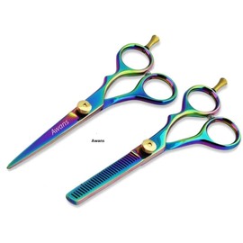Awans Hairdressing Scissors Barber Scissors Set 13,9 cm with Bag Multi-Coloured