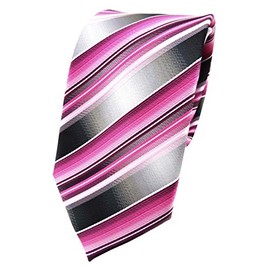 TigerTie silk tie in pink magenta gray silver striped - tie necktie silk silk Tie