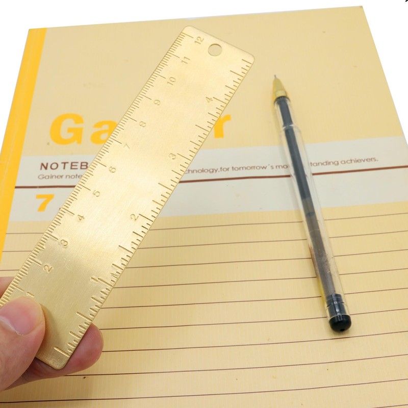 1Pcs 12cm Straight Brass Ruler, 120mm /4 Inches Metric Dual