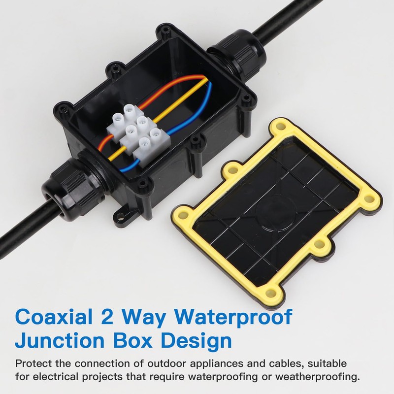 Helunsi Waterproof IP68 External Junction Box, 2 Way Outdoor Junction