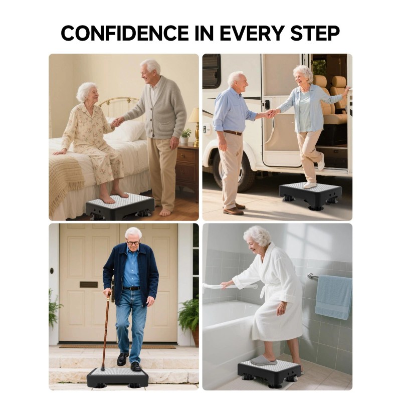 LIFTOZA Adjustable Step Stool for Adults, Bed Step Stools, 600
