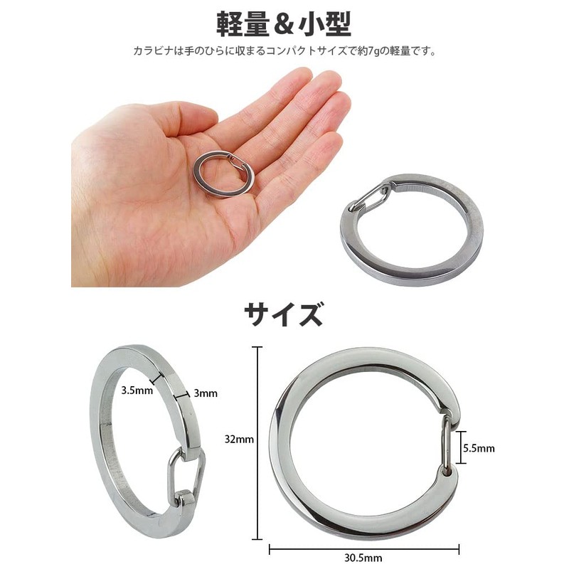 prendre PR-CARA20 Carabiner, Round, Set of 2, Ring, Glossy, Circle,