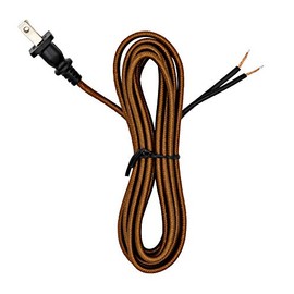 Creative Hobbies Rayon Cloth Covered Electric Lamp Cord with End Plug, Stripped Ends Ready for Wiring - 8 Foot, SPT-2 UL Listed (Brown)