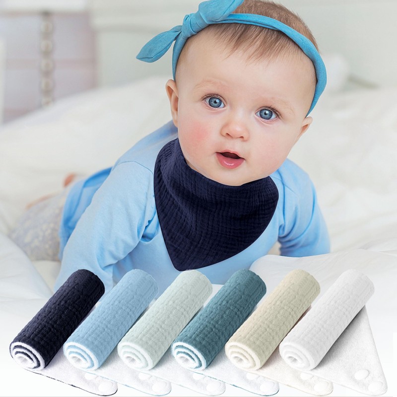 JOYIT Pack of 6 Baby Bibs, Muslin Triangular Scarf, Baby,
