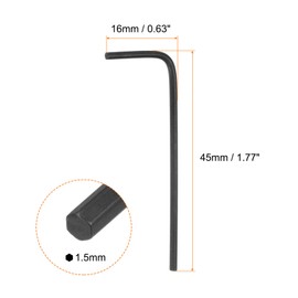 sourcing map 5pcs Hex Key Wrench 1.5mm L-Shape Hexagon Metric Wrenches Chrome Vanadium Steel Repairing Tool for Home Repair, Black