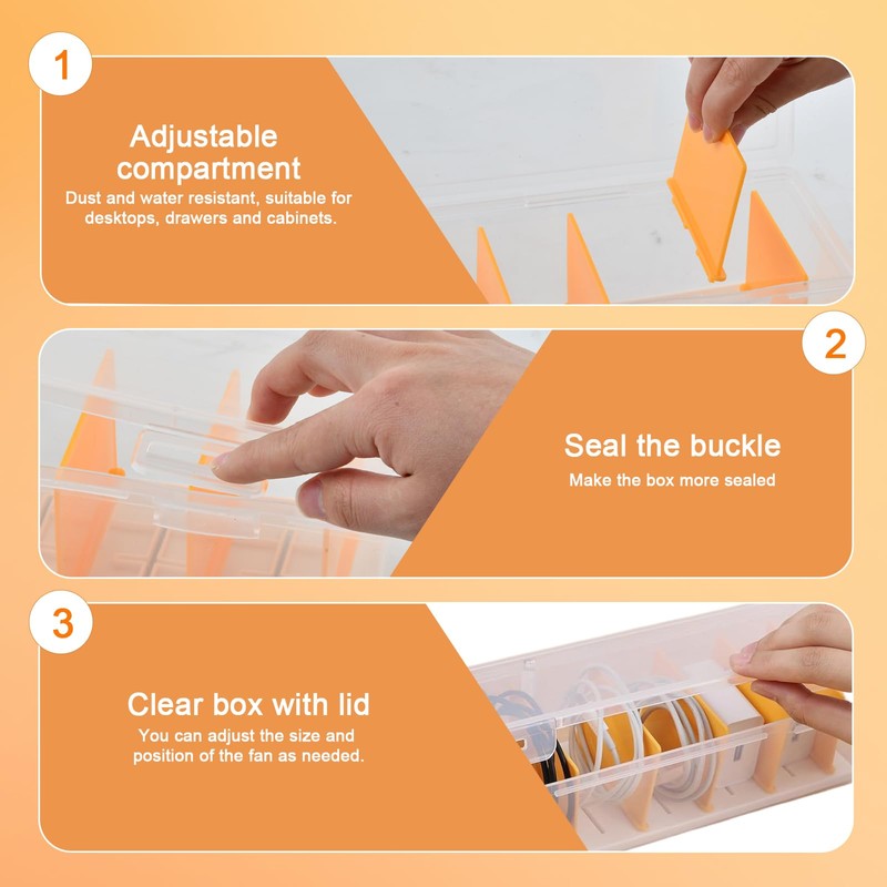 Anseom Cable Storage Box with 7 Compartments and 10 Cable