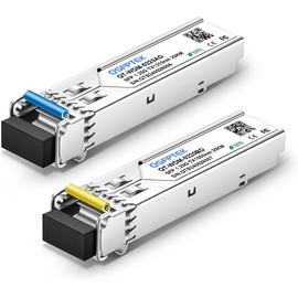 QSFPTEK 1.25G BIDI WDM SFP Module, 1000Base-BIDI Transceiver 20km Simplex LC Port, Tx1310/Rx1550nm Transceiver Compatible with Cisco GLC-BX-U, GLC-BX-D, UF-SM-1G-S, Mikrotik (SMF, 20km, DDM)