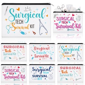 SilTriangle 10 Pcs Surgical Tech Week Gift Cosmetic Bag Surgical Tech Survival Kit Travel Accessories Surgicals Technologist Appreciate Gift Bulk Makeup Bag for Women Doctor Staff Coworker