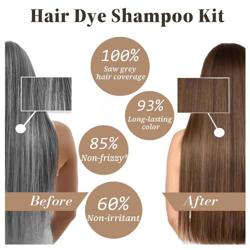 Light Brown Hair Dye Shampoo, 3-in-1 Hair Color Shampoo for