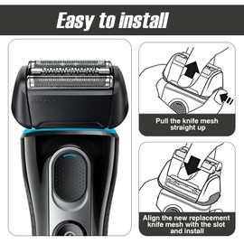 Pack of 3 Replacement Shaving Heads Compatible with Braun Series 5, 52B Razor Heads Replacement Blades Blades Razor Head for Series 5 5090cc, 5070cc, 5050cc, 5020s, 5030s, 5040s etc. (52B, Black)