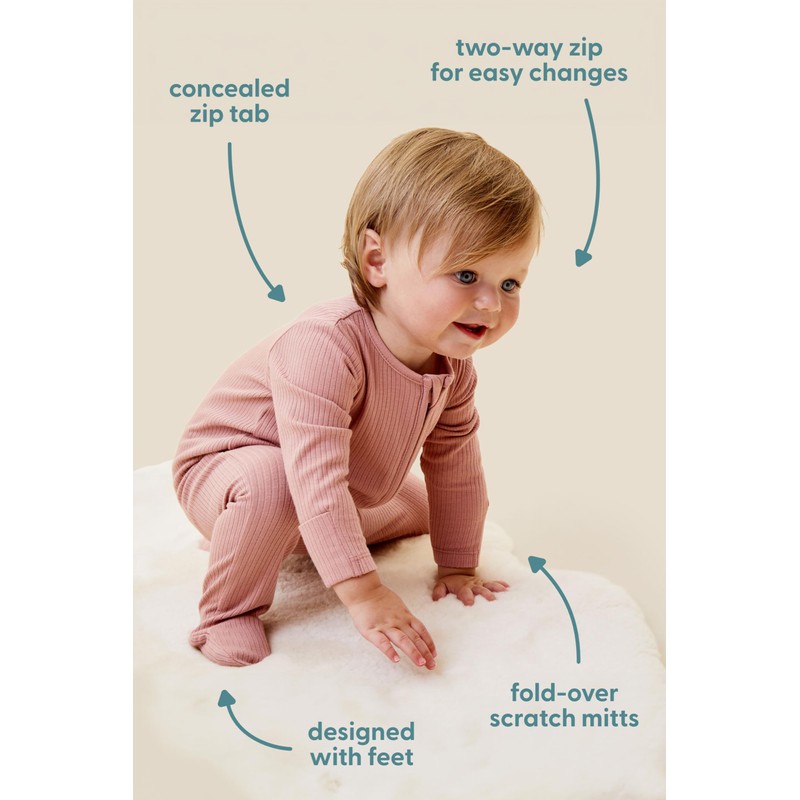 MORI Baby Unisex Pajamas in Ribbed Mint with Two Way