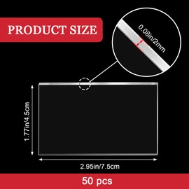 URROMA Rectangle Acrylic Place Cards, 50 Pieces Transparent Blank Place Cards for Guest Name Dinner Signs for Tables Reception Party Banquet Dinner Birthday