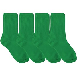 juDanzy 4 Pack of Crew Height Boys or Girls Socks for School Uniform, Sports and Casual Wear (4-6 Years), Green