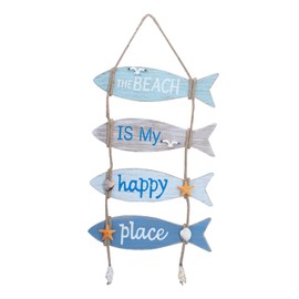 Sedubila Beach Wall Hanging Decor Wooden Fish Sign,Mediterranean Nautical Decorations for Home,Bathroom,Living Room,Bedroom,Bar,Restaurant,10 x 23 In