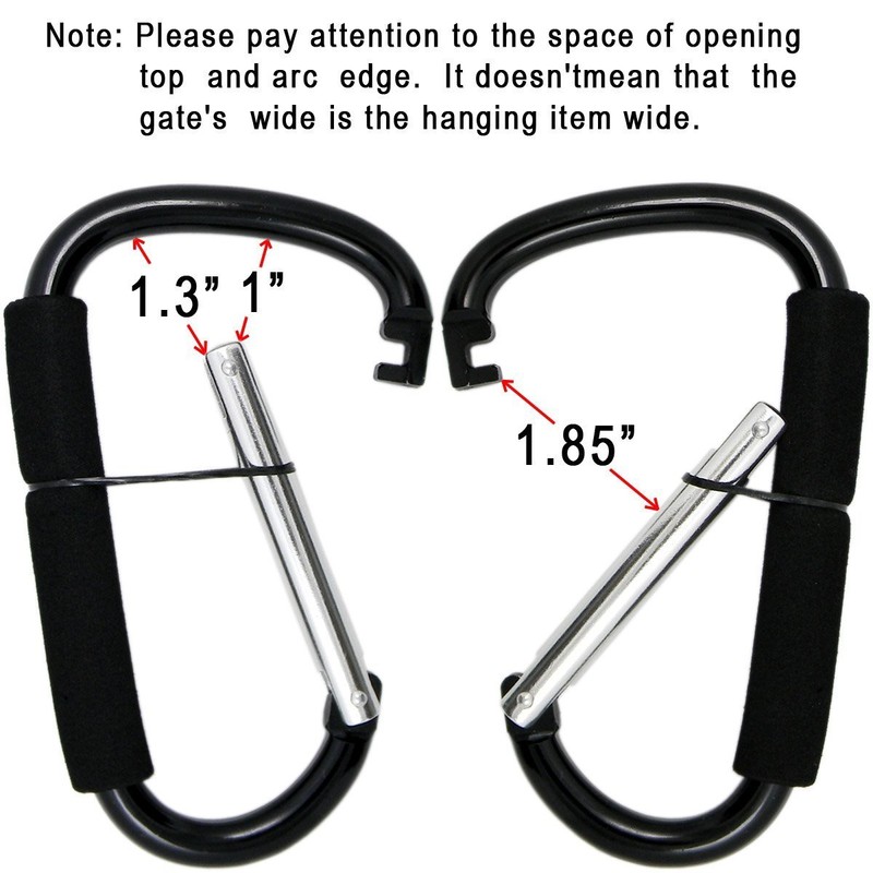 Large Stroller Hooks for Mommy, 2 pcs Carabiner Stroller Hook