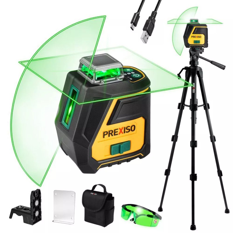 PREXISO 100Ft 360 Laser Level Line Laser w/Tripod Green Self