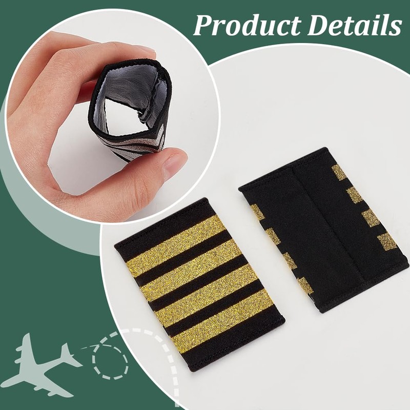 AHANDMAKER 4 Pairs Uniform Epaulettes, 2-Colour Striped Polyester Epaulettes, Pilot