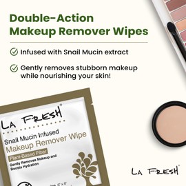 LA Fresh Snail Mucin Facial Cleansing Wet Wipes - Double-Action Travel Makeup Remover Wipes, Oil-free, Non-Greasy Wet Wipes