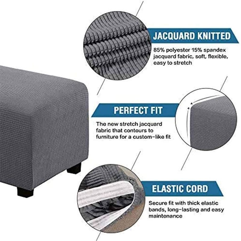 BXFUL Ottoman Protective Cover, Rectangular Stool Jacquard, Square Stool Cover,