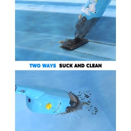 Cordless Pool Vacuum Cleaner for Above Ground Pool & In Ground Rechargeable Pool Vacuum Cleaner - 90 Mins Runtime, with 69" Telescopic Pole, Spa Vacuum for Hot Tub- Fast 3H Charge (Blue)