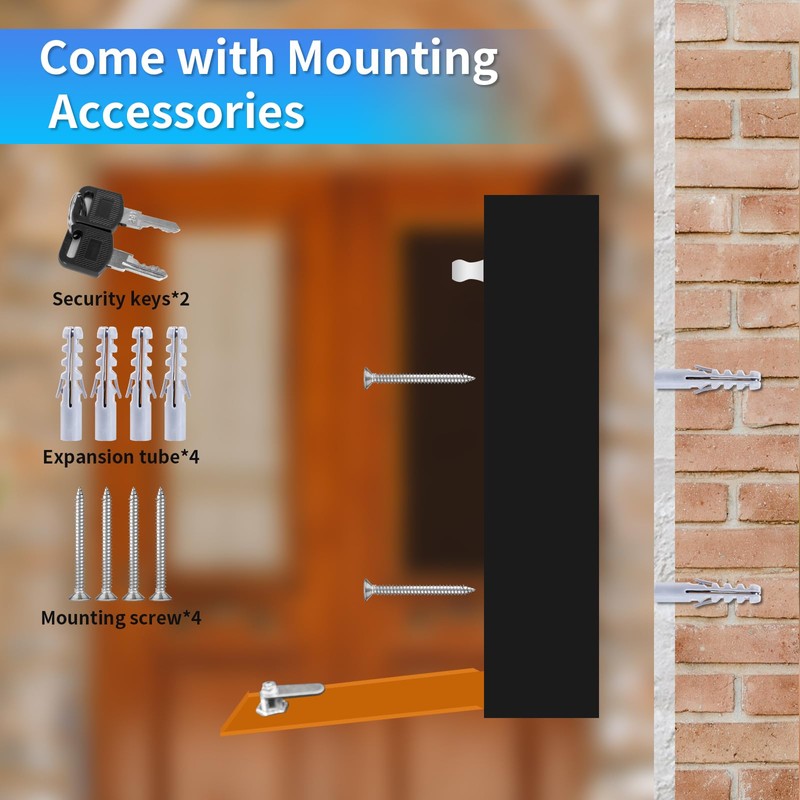 xhlokk Locking Wall-Mount Mailbox, Wood Vintage Metal Mailboxes for Outside,