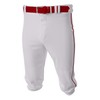 A4 Mens Baseball Knicker Pant, Large, White/Cardinal