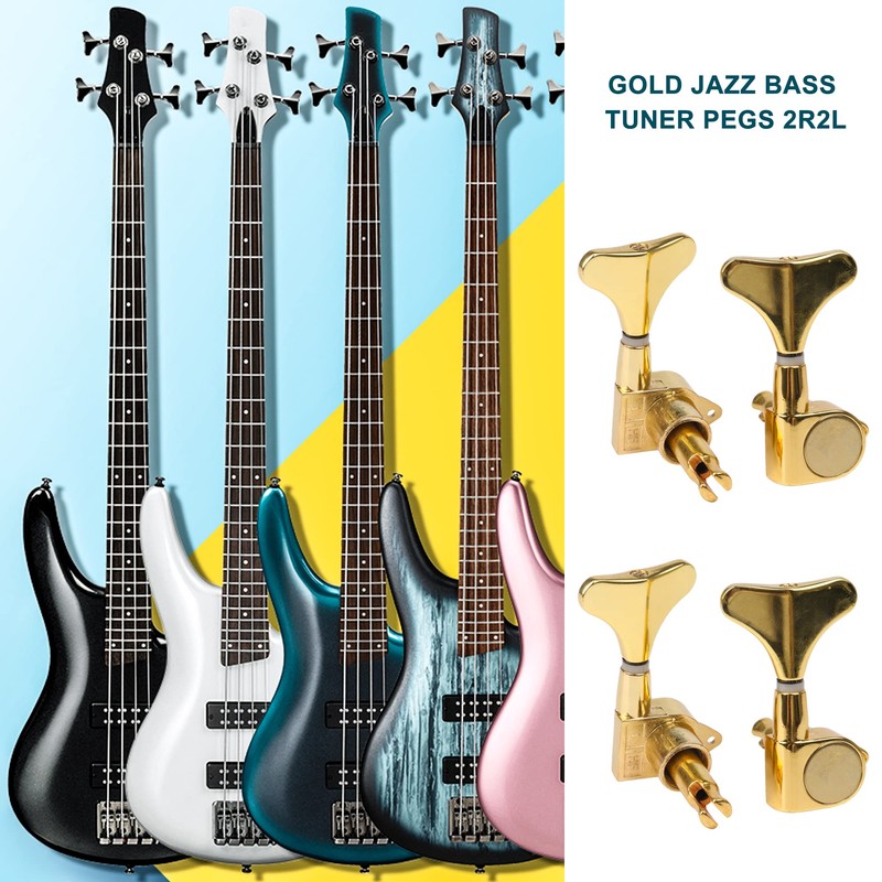 Gold Bass Tuning Pegs Keys Machine Head Tuners Set 2R2L