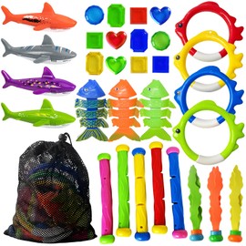 Jasonwell Pool Diving Toys Games - 31 PCS Swimming Pool Toys for Kids Teens with Diving Rings Dive Sticks Underwater Treasures Torpedo Bandits Fish Toy etc Fun Water Swim Toy for Boys Girls Adults