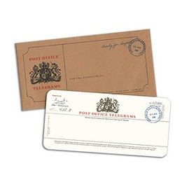 British Vintage Telegram Greetings Card. White (with Gold Shimmer) card stock. Perfect for valentines, birthdays, anniversary’s or any message!