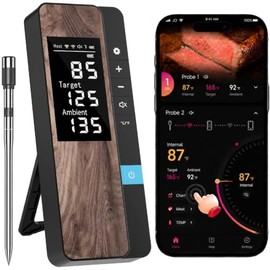 Termómetro inalámbrico digital para carne con sonda ultrafina, sensores de alta precisión, alertas inteligentes, pantalla LCD de lectura instantánea y