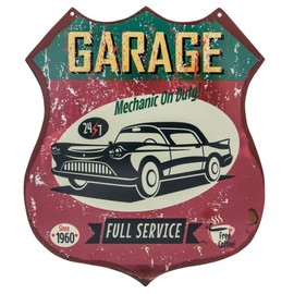 Route 66 Retro Tin Sign - Vintage Car, Garage, Cafe, Mechanic - US Vintage Decorative Sign, Wall Sign, Lounge and Bar Decoration, 35 x 30 cm