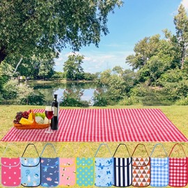 Large Waterproof Picnic Mat Portable Aesthetic Beach Camping Hiking Ultralight Picnic Mat + Bag Set/Star Pink/M (145×145cm)