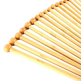 ZENO Bamboo Knitting Needle Set 36 Pcs Wooden Straight Knitting Needles | Single Pointed in Sizes 2mm - 12mm | Each Needle Measures 25cm/10 inches | Beginners to Experts