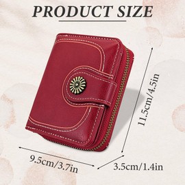 FuninCrea Ladies Purses Leather Purse Womens Wallet Classical Small Purses for Women, Ladies Wallet Large Capacity Womens Purse Fashionable Women's Purse with ID Window and Detachable Pendant (orange)