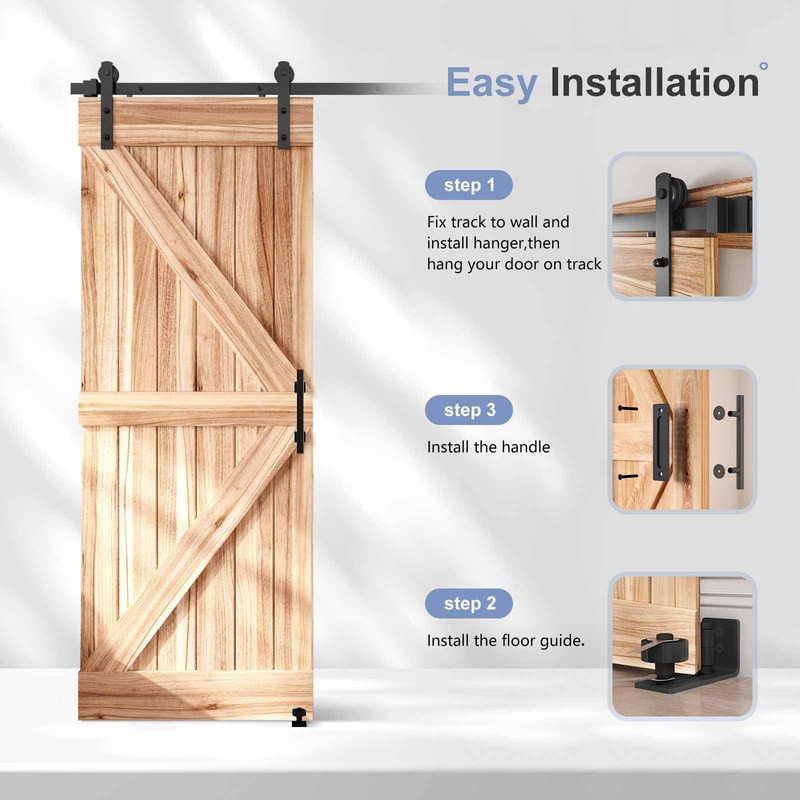 EaseLife 5.5 FT Sliding Barn Door Track and Handle Hardware
