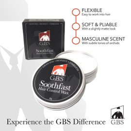 GBS Men's Hair Care Set - Soothfast Hair Control Wax in Tin Travel Container & Pack of 5 Natural Wood Pocket Comb 5" Coarse/Fine Teeth. Easy Styling & Grooming Combo for All Hair Types + Gift Box