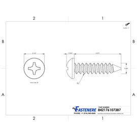 #2 x 3/8" Pan Head Sheet Metal Screws, Stainless Steel 18-8, Full Thread, Bright Finish, Self-Tapping, Quantity 500 by Fastenere