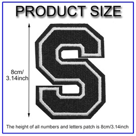 TACVEL 3 Pieces 3.14inch Iron on Patch, Full Embroidery Letter A-Z, Alphabet Iron on Sew on Patches for Clothes, Dress, Hat, Socks, Jeans, DIY Accessories (Black, K)
