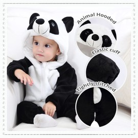 MICHLEY Unisex Baby Boy Girl Hooded Romper Winter Animal Cosplay Jumpsuit Outfit, Panda, 19-24months, Size 100