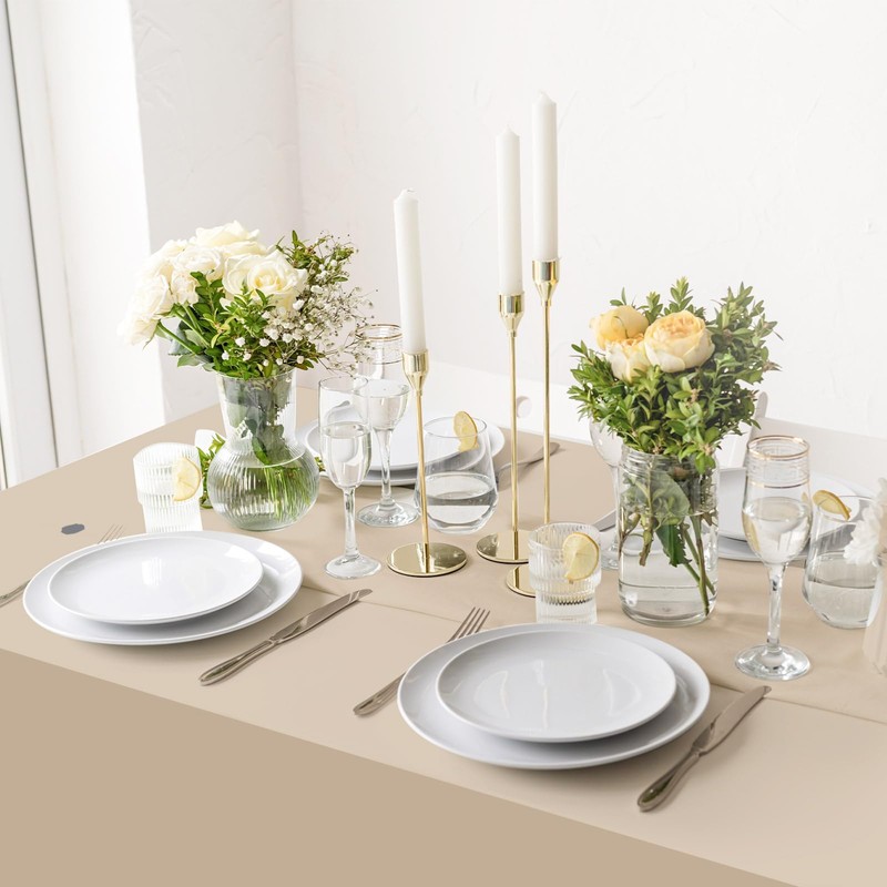 Jinei 10 Pcs Boho Plastic Tablecloth Disposable Rectangle Table Cloths